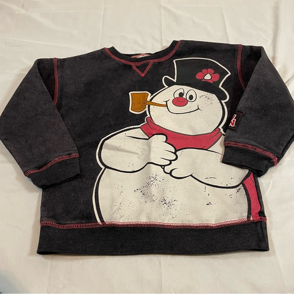 Frosty the Snowman Holiday Sweatshirt Kids 5T Black Acid Wash Graphic‎ Pullover